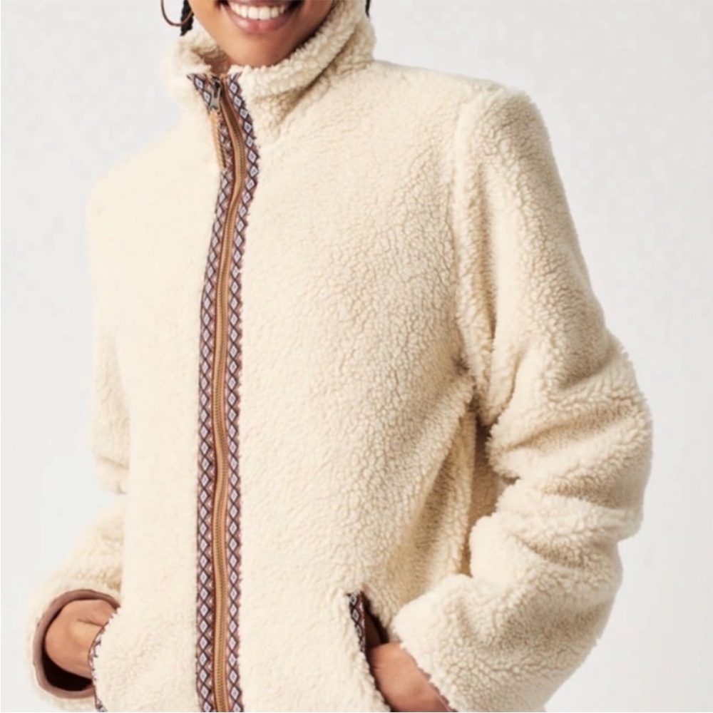 Faherty Ashbury Sherpa Jacket zip pockets cream XL